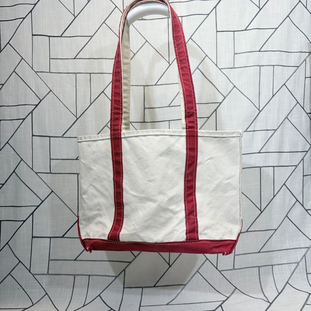 L.L. Bean Boat and Tote Small Red Canvas Open Top Carryall Bag Made in USA